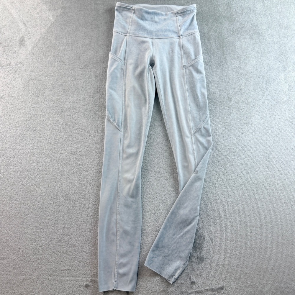 Lululemon Fast and Free High-Rise Tight 25 Nulux Ice Wash Blue Leggings Size 0